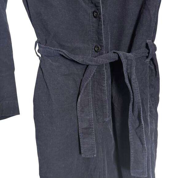A.P.C. Justine Navy Corduroy Straight Leg Belted Long Sleeve Jumpsuit Size 2 - Picture 11 of 16